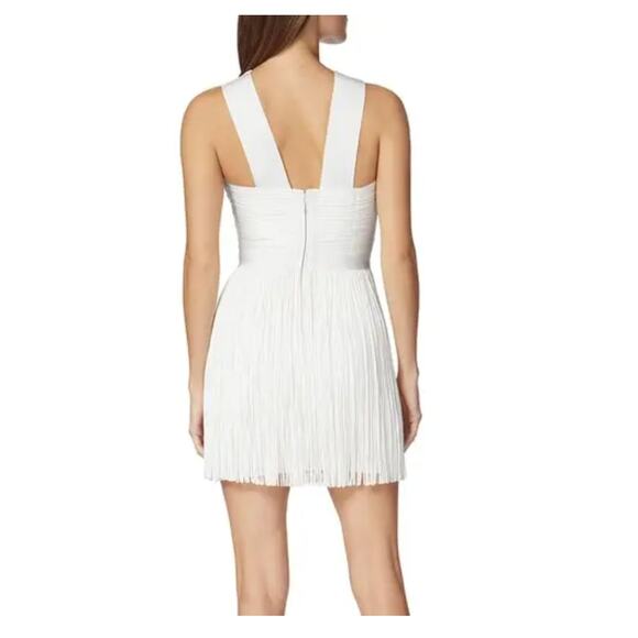 Herve Leger Crossover Halter Fringe Mini Dress White XS NEW Bridal Mini - Picture 3 of 3
